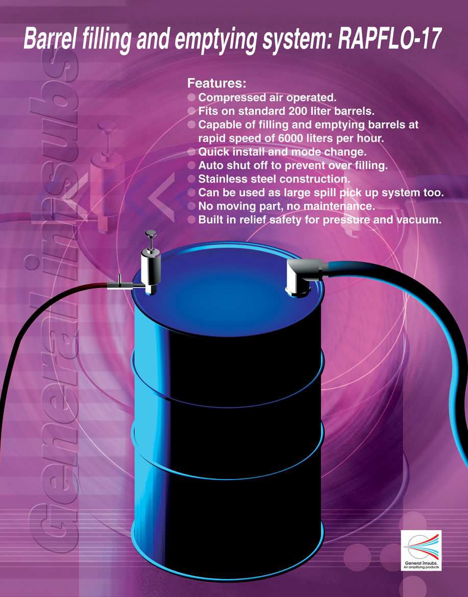 compressed air operated barrel filling and empty system